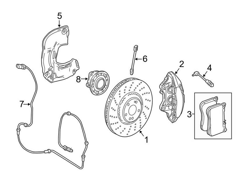 Mercedes Disc Brake Caliper - Front Driver Left 2224214598